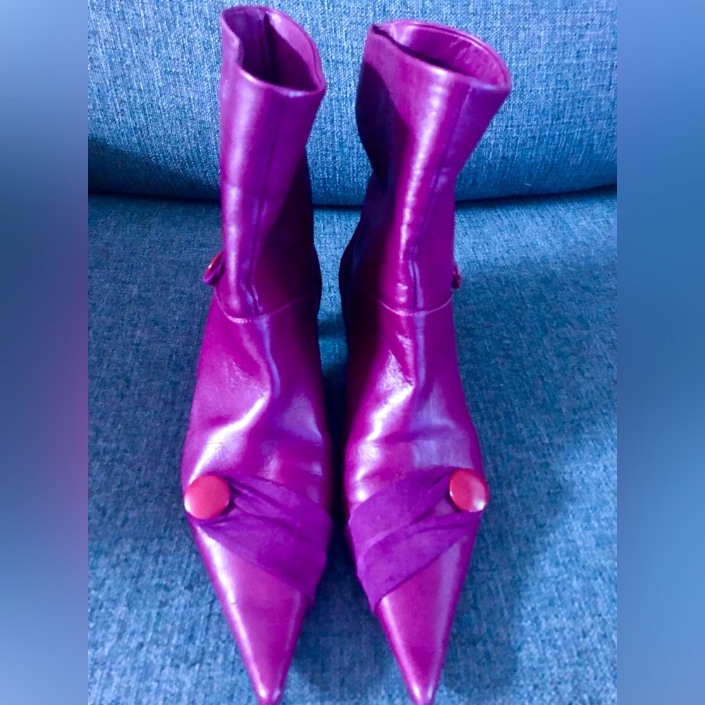 Dolce & Gabbana purple suede baby heel boots